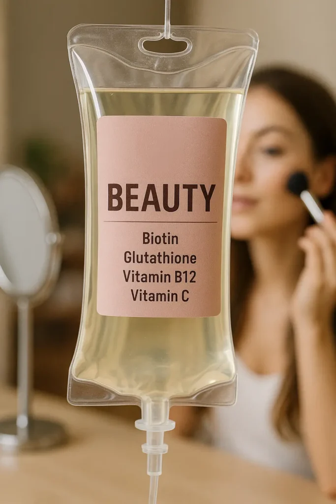 Beauty Skin Glow Cocktail IV therapy being delivered at home in Palm Beach County Florida